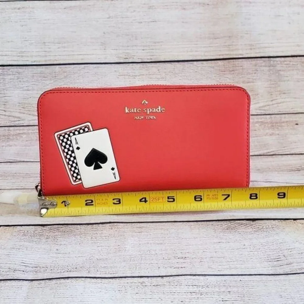 Kate Spade Lucky Draw Large Continental Zip Around Leather Wallet Casino Theme